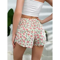 Pantalones para Dormir de Mujer Lazo Lazo delantero Floral todo estampado