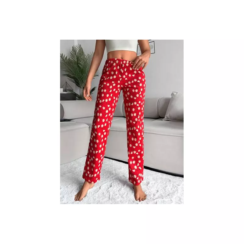 Cottnline Pantalones de dormir con estampado floral de cintura elástica