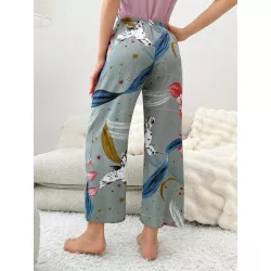 Pantalones de dormir con estampado floral con lazo delantero