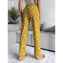 Cottnline Pantalones de dormir con estampado floral de cintura elástica