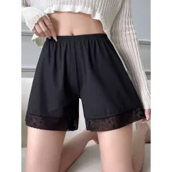 Shorts Interiores de Mujer Encaje en contraste Liso