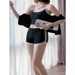 1 pieza de mujeres Shorts de seguridad para verano , casual con encaje seda de hielo anti-luz Ropa interior para casa & Mono de