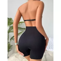 Shorts de cintura ancha tejido de canalé