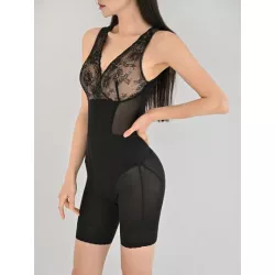 con encaje en contraste de malla transparente Faja Mono