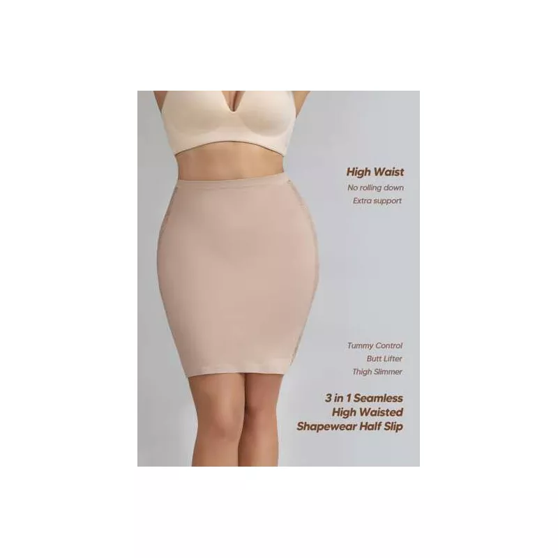 Mujer Faja inconsútil con encaje de talle alto sculpting control de barriga medio slip