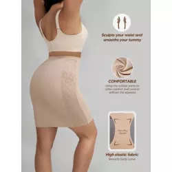 Mujer Faja inconsútil con encaje de talle alto sculpting control de barriga medio slip