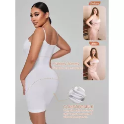 Vestido slip faja control de barriga suave y ligero correas de espagueti desmontables y ajustables