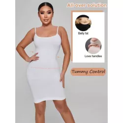 Vestido slip faja control de barriga suave y ligero correas de espagueti desmontables y ajustables